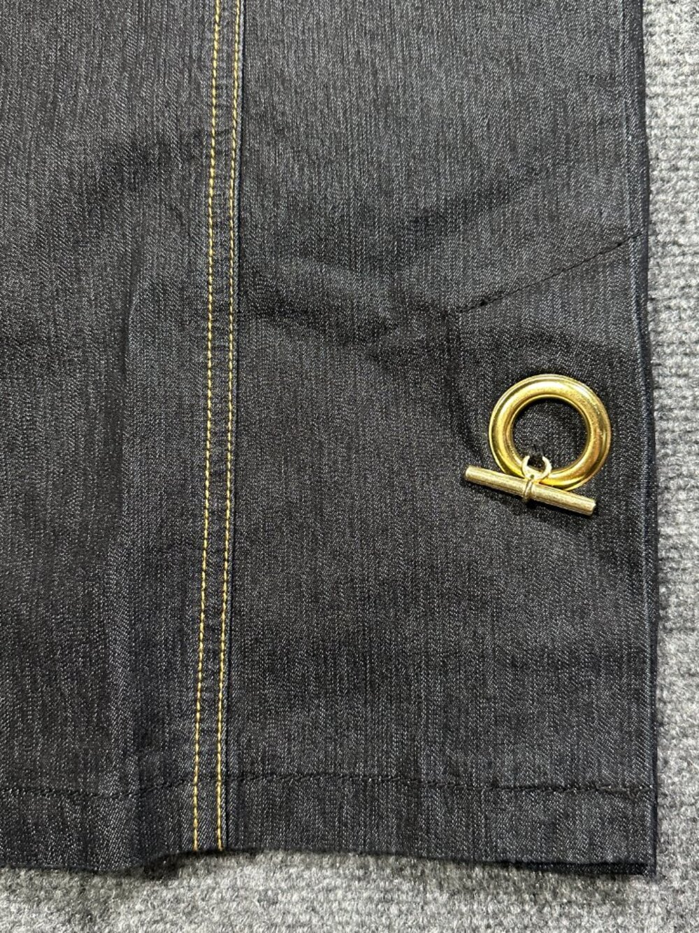 Bisou Bisou Denim Jean Skirt Womens 2 Pencil Black Cotton Stretch Vent Back Zip - Picture 3 of 8